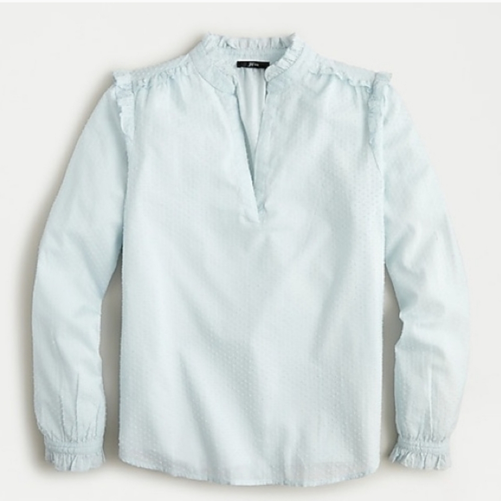 NWT JCrew Ruffle-trim V-neck popover Blouse
